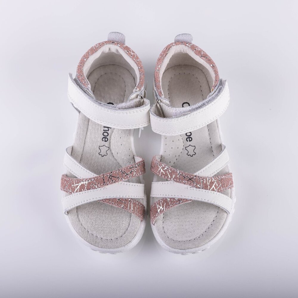 Girls White Leather Sandals. Size 13